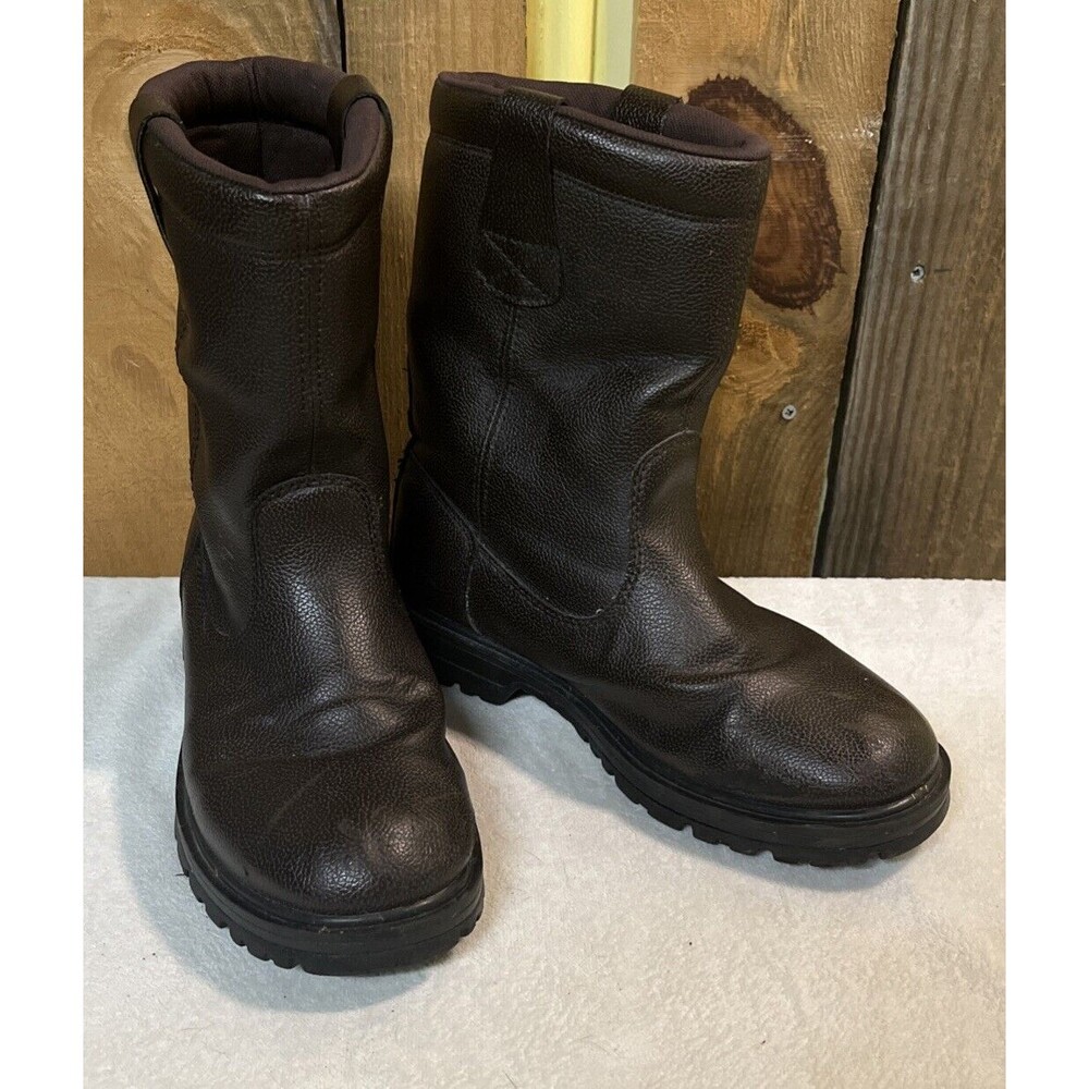 Brahma Men’s Wide Width Ronnie Wellington Size 8W Brown Pull On Work Boots